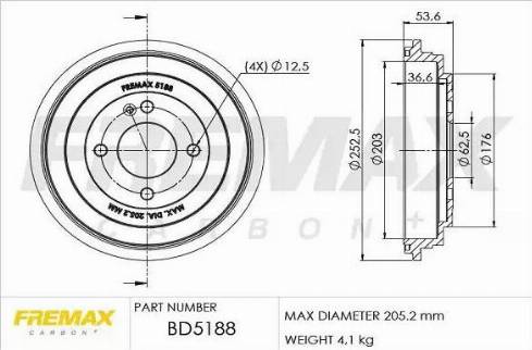 FREMAX BD-5188 - Тормозной барабан autosila-amz.com