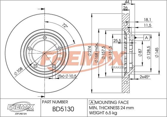 FREMAX BD-5130 - Тормозной диск autosila-amz.com