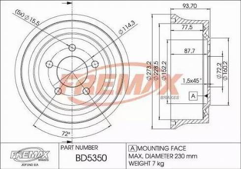 FREMAX BD-5350 - Тормозной барабан autosila-amz.com