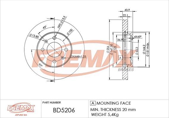 FREMAX BD-5206 - Тормозной диск autosila-amz.com