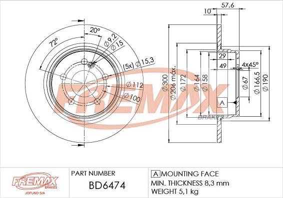 FREMAX BD-6474 - Тормозной диск autosila-amz.com