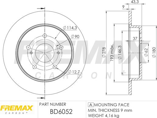 FREMAX BD-6052 - Тормозной диск autosila-amz.com