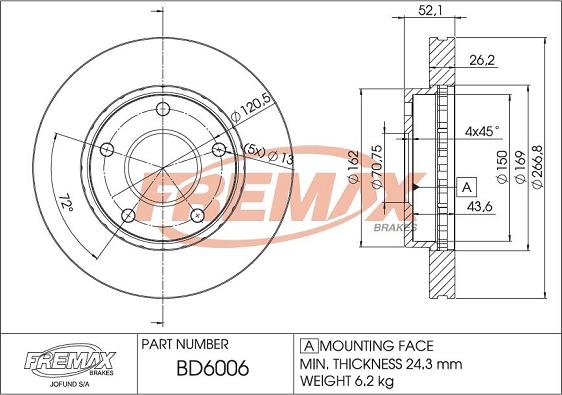 FREMAX BD-6006 - Тормозной диск autosila-amz.com