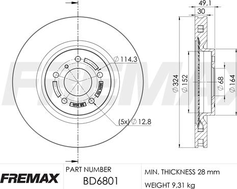 FREMAX BD-6801 - Тормозной диск autosila-amz.com