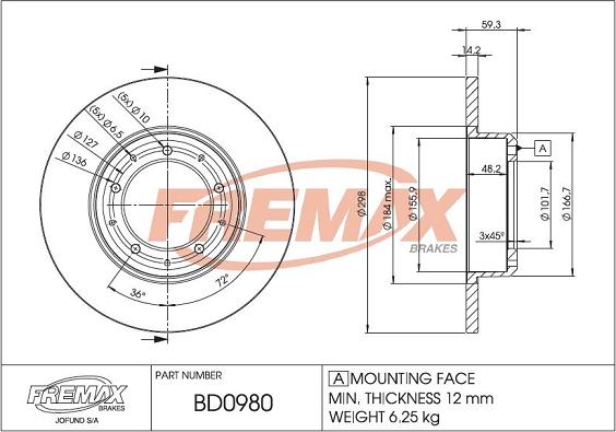 FREMAX BD-0980 - Тормозной диск autosila-amz.com