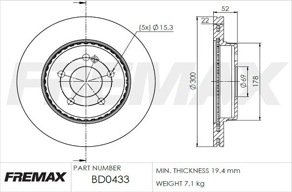 FREMAX BD-0433 - Тормозной диск autosila-amz.com