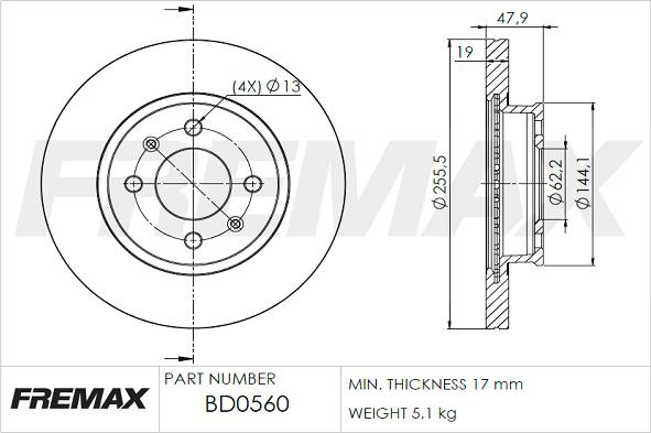 FREMAX BD-0560 - Тормозной диск autosila-amz.com