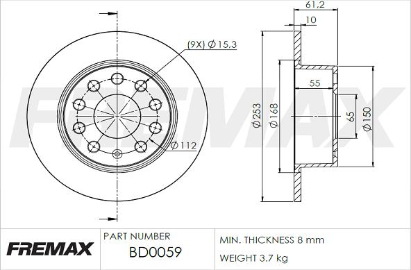 FREMAX BD-0059 - Тормозной диск autosila-amz.com
