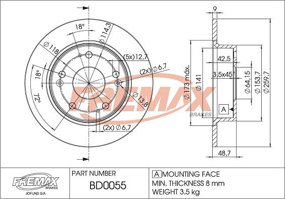 FREMAX BD-0055 - Тормозной диск autosila-amz.com