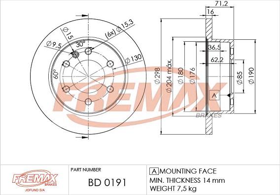 FREMAX BD-0191 - Тормозной диск autosila-amz.com