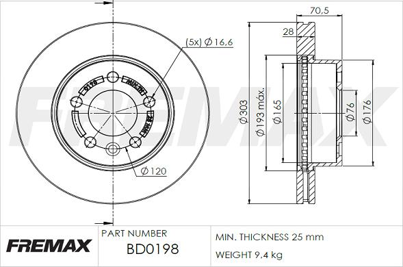 FREMAX BD-0198 - Тормозной диск autosila-amz.com