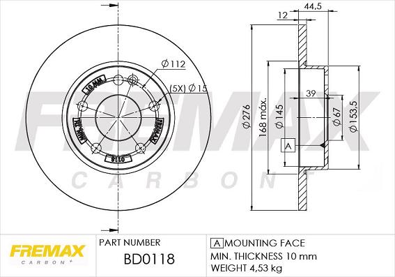 FREMAX BD-0118 - Тормозной диск autosila-amz.com