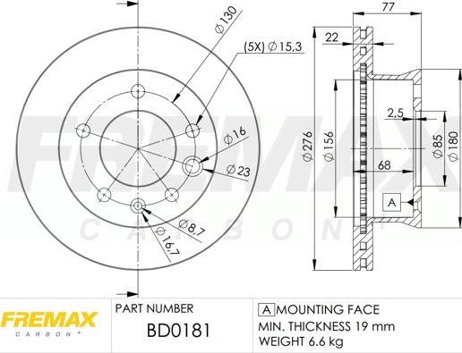 FREMAX BD-0181 - Тормозной диск autosila-amz.com