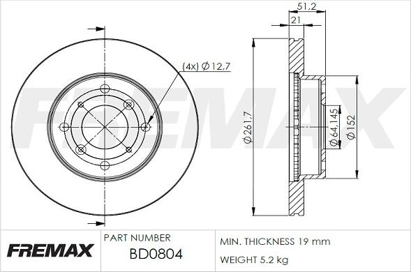 FREMAX BD-0804 - Тормозной диск autosila-amz.com