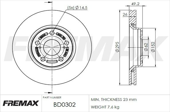 FREMAX BD-0302 - Тормозной диск autosila-amz.com