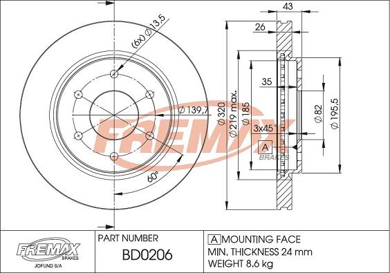 FREMAX BD-0206 - Тормозной диск autosila-amz.com