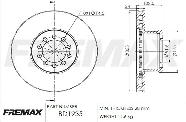 FREMAX BD-1935 - Тормозной диск autosila-amz.com