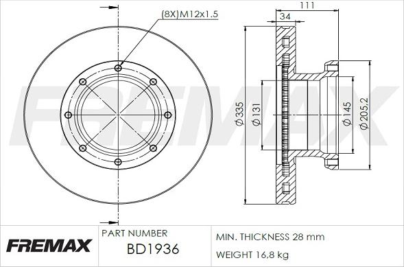 FREMAX BD-1936 - Тормозной диск autosila-amz.com