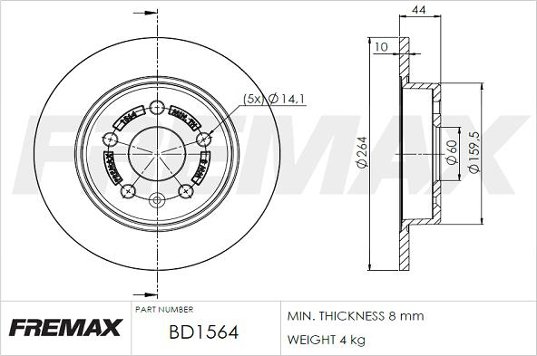 FREMAX BD-1564 - Тормозной диск autosila-amz.com