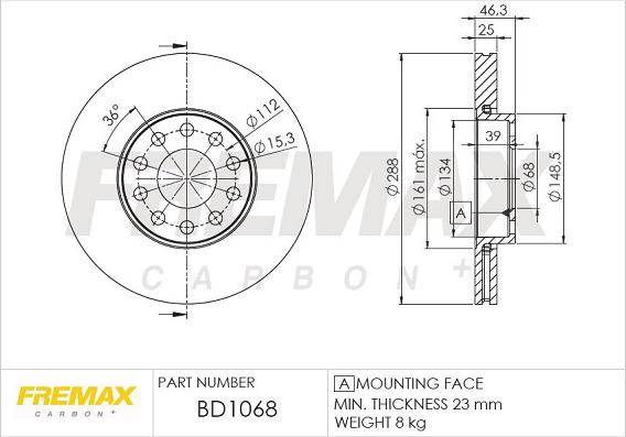 FREMAX BD-1068 - Тормозной диск autosila-amz.com