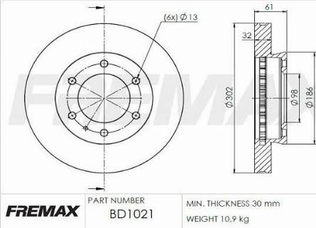 FREMAX BD-1021 - Тормозной диск autosila-amz.com