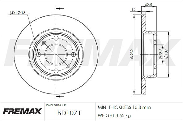 FREMAX BD-1071 - Тормозной диск autosila-amz.com