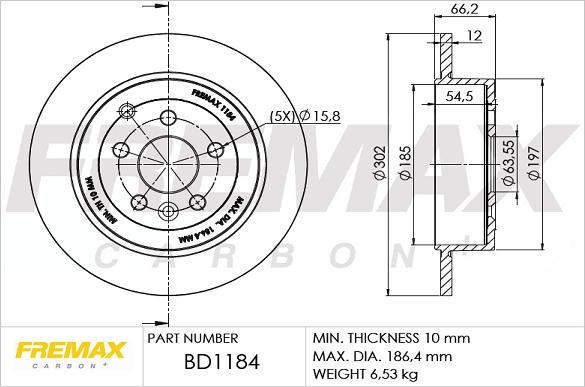 FREMAX BD-1184 - Тормозной диск autosila-amz.com