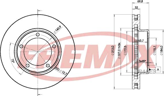 FREMAX BD-1265 - Тормозной диск autosila-amz.com