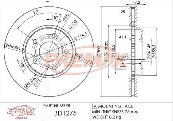 FREMAX BD-1275 - Тормозной диск autosila-amz.com