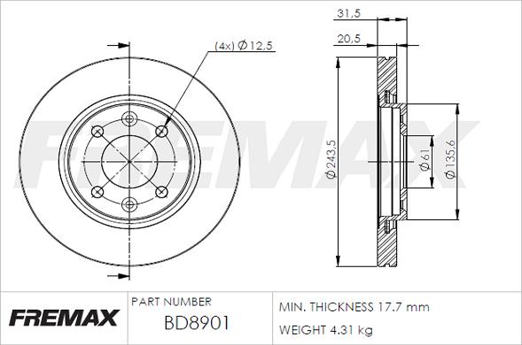 FREMAX BD-8901 - Тормозной диск autosila-amz.com