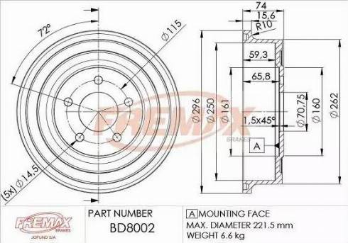 FREMAX BD-8002 - Тормозной барабан autosila-amz.com