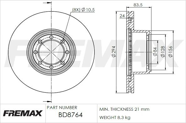 FREMAX BD-8764 - Тормозной диск autosila-amz.com