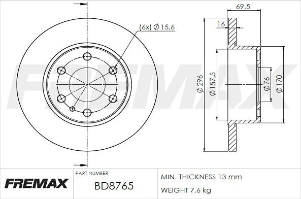 FREMAX BD-8765 - Тормозной диск autosila-amz.com