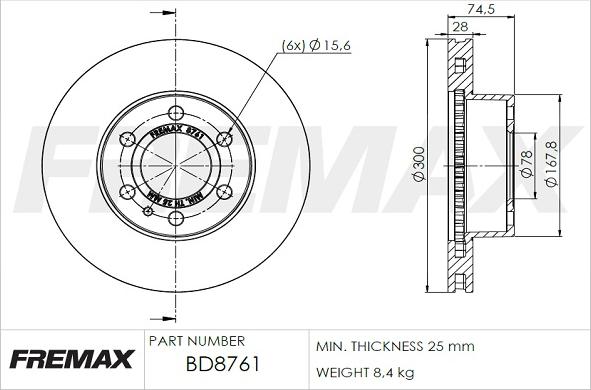 FREMAX BD-8761 - Тормозной диск autosila-amz.com