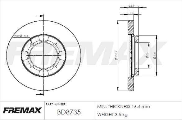 FREMAX BD-8735 - Тормозной диск autosila-amz.com