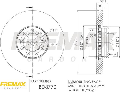 FREMAX BD-8770 - Тормозной диск autosila-amz.com