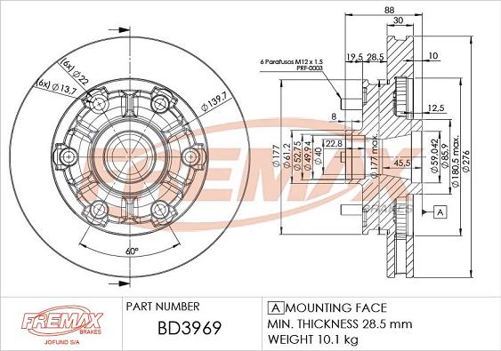 FREMAX BD-3969 - Тормозной диск autosila-amz.com