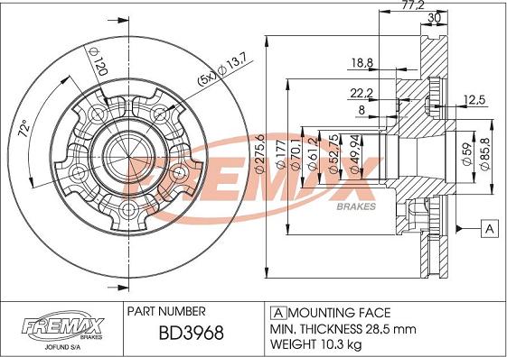 FREMAX BD-3968 - Тормозной диск autosila-amz.com