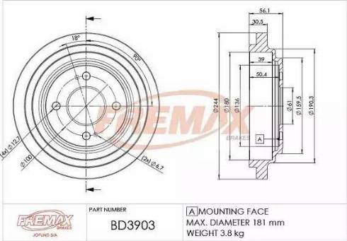 FREMAX BD-3903 - Тормозной барабан autosila-amz.com