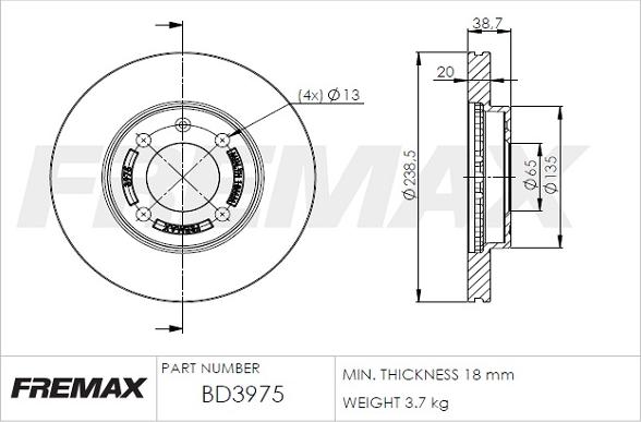 FREMAX BD-3975 - Тормозной диск autosila-amz.com