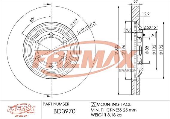 FREMAX BD-3970 - Тормозной диск autosila-amz.com