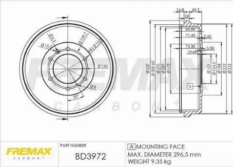 FREMAX BD-3972 - Тормозной барабан autosila-amz.com