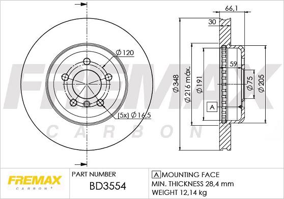 FREMAX BD-3554 - Тормозной диск autosila-amz.com