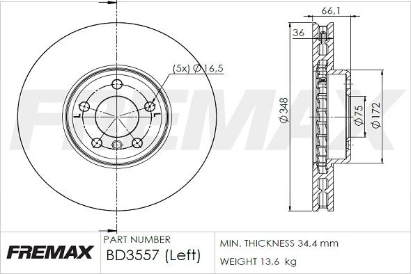 FREMAX BD-3557 - Тормозной диск autosila-amz.com