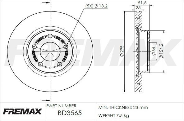 FREMAX BD-3565 - Тормозной диск autosila-amz.com