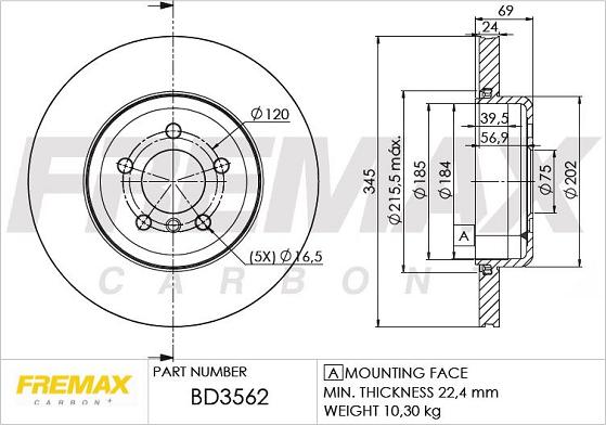 FREMAX BD-3562 - Тормозной диск autosila-amz.com