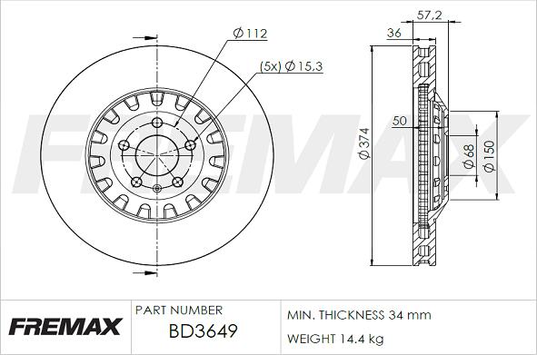 FREMAX BD-3649 - Тормозной диск autosila-amz.com