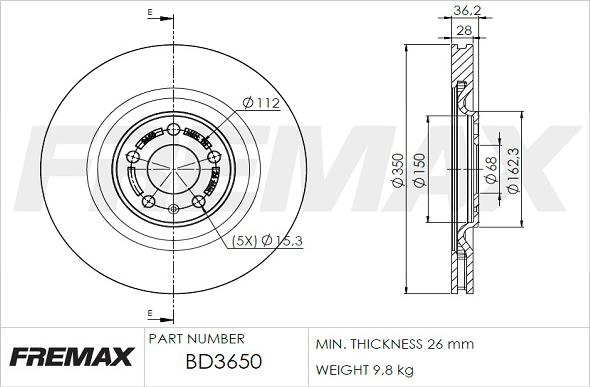 FREMAX BD-3650 - Тормозной диск autosila-amz.com