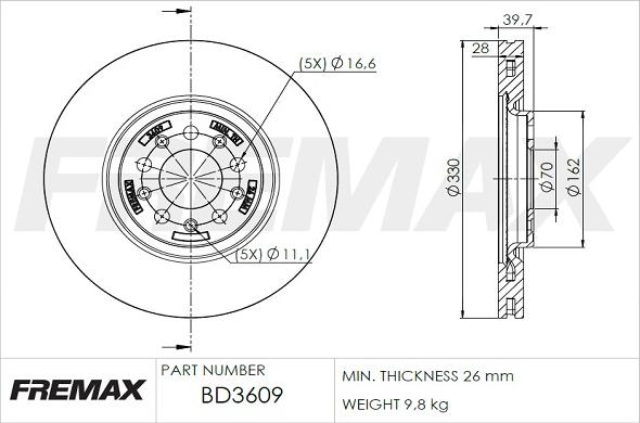 FREMAX BD-3609 - Тормозной диск autosila-amz.com