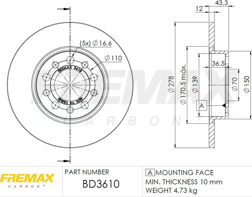 FREMAX BD-3610 - Тормозной диск autosila-amz.com